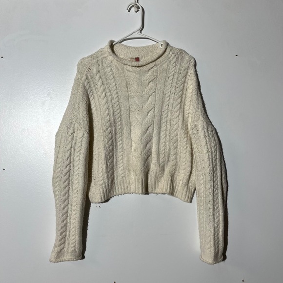 Anthropologie Sweaters - Anthropologie Pilcro Cream Cable Knit Mock Neck Cropped Sweater Women's Small‎